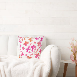 Cojín Decorativo Estrellas de flores de color rosa y Naranja calien