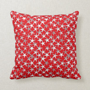 Cojín Decorativo Estrellas de la plata en rojo oscuro