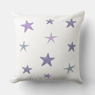 Cojín Decorativo Estrellas de mar azul sobre blanco