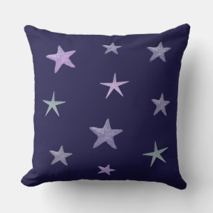 Cojín Decorativo Estrellas de mar azules sobre azul marino