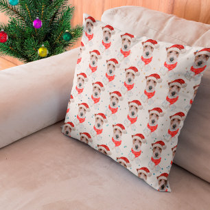 Cojín Decorativo Estrellas de Navidad de la raza de perro Wire Fox 