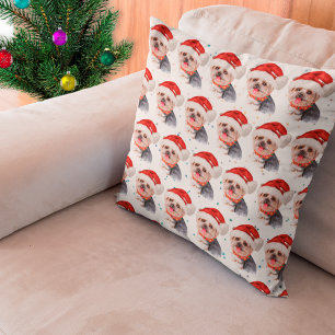 Cojín Decorativo Estrellas de Navidad de la raza de perro Yorkshire