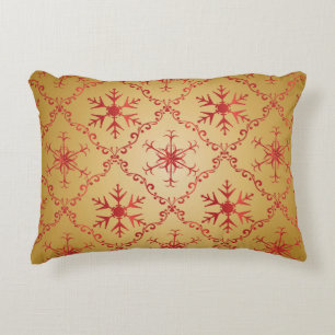 Cojín Decorativo Estrellas de Navidades rojos sobre oro