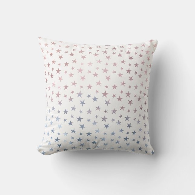 Cojín Decorativo Estrellas de Ombre rosa y Azul (Anverso)