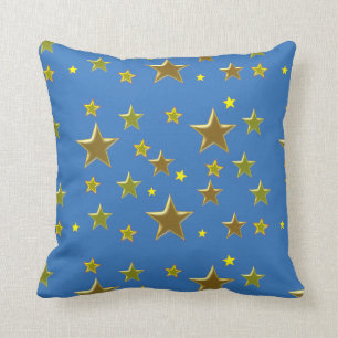 Cojín Decorativo estrellas de oro con el fondo azul