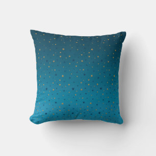 Cojín Decorativo Estrellas de oro en azul.