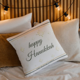 Cojín Decorativo Estrellas de oro | Feliz Hanukkah | Nombre persona