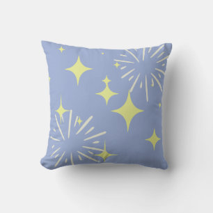 Cojín Decorativo "Estrellas de oro y espárragos en azul de Cornflow