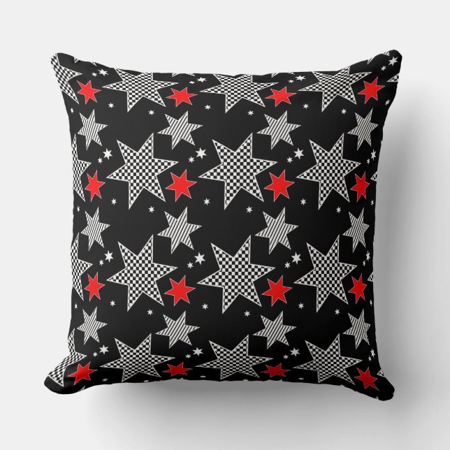 Cojín Decorativo Estrellas de verificación negra (Anverso)
