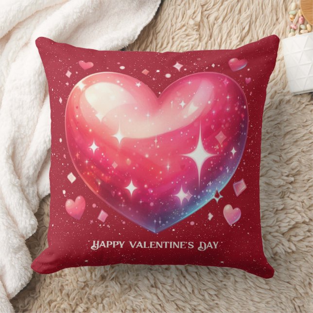 Cojín Decorativo Estrellas del corazón rojo de San Valentín (Manta)