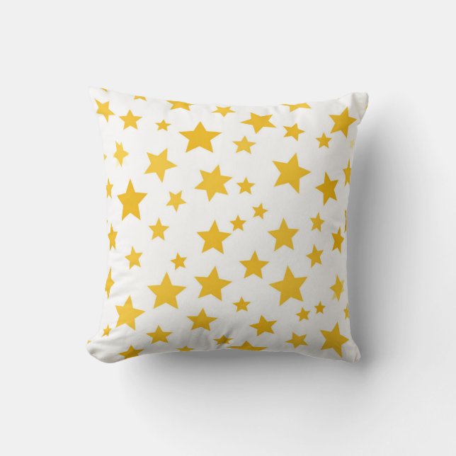 Cojín Decorativo estrellas doradas sobre fondo blanco (Anverso)