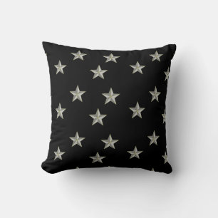 Cojín Decorativo estrellas grises en negro