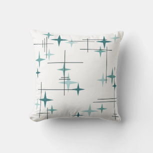 Cojín Decorativo Estrellas modernas de mediados de siglo (Verde azu