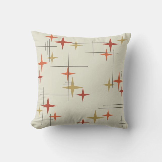 Cojín Decorativo Estrellas Modernas de Mitad de Siglo (Anverso)