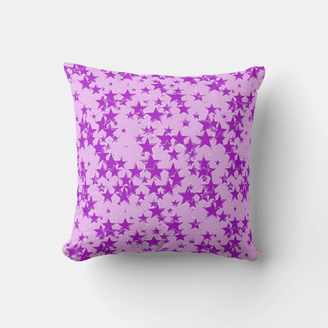 Cojín Decorativo Estrellas moradas en un fondo de lavanda (Anverso)