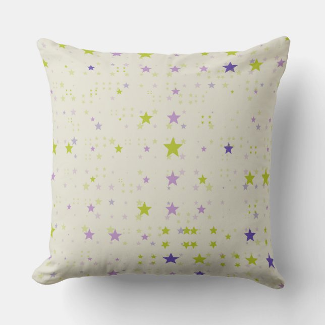 Cojín Decorativo Estrellas moradas y verdes (Anverso)