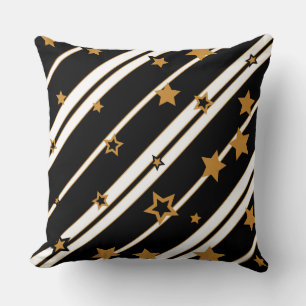 Cojín Decorativo Estrellas negras, doradas y blancas