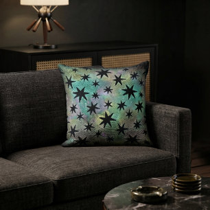 Cojín Decorativo Estrellas Negras Moderno de Mitad de Siglo