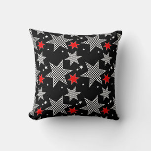 Cojín Decorativo Estrellas negras, rojas y blancas