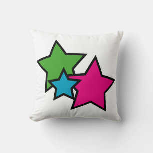 Cojín Decorativo Estrellas Neon Pink Blue Green Black