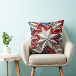 COJÍN DECORATIVO ESTRELLAS PATRIÓTICAS BLANCAS AZULES AMERICANAS