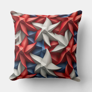 COJÍN DECORATIVO ESTRELLAS PATRIÓTICAS BLANCAS AZULES AMERICANAS