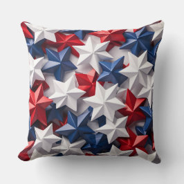 COJÍN DECORATIVO ESTRELLAS PATRIÓTICAS BLANCAS AZULES AMERICANAS