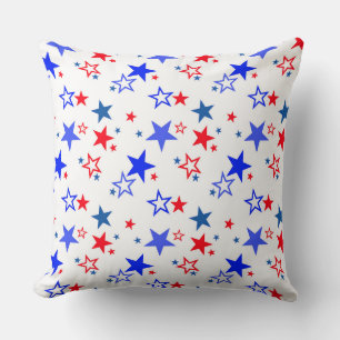 COJÍN DECORATIVO ESTRELLAS PATRIÓTICAS BLANCAS AZULES AMERICANAS