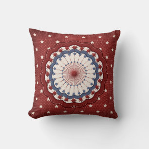 Cojín Decorativo Estrellas patrióticas blancas y azules rojas