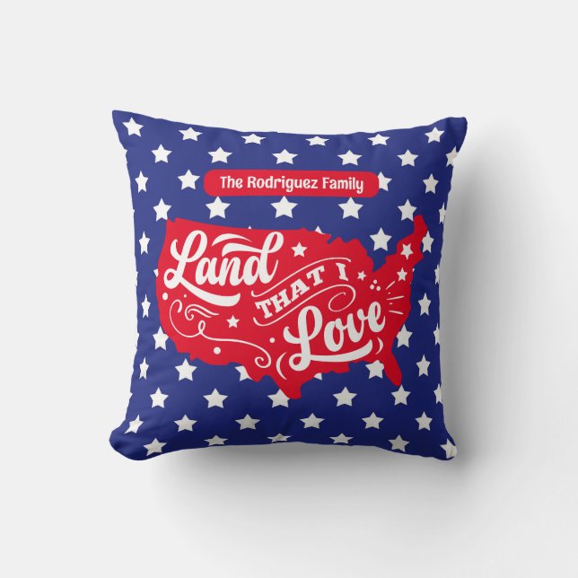 Cojín Decorativo Estrellas patrióticas rojas blancas y azules USA 4 (Anverso)