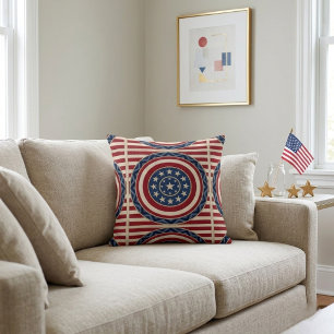 Cojín Decorativo Estrellas Patrióticas y Decoración Rústica de Casa