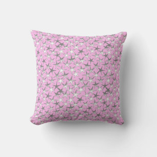 Cojín Decorativo Estrellas plateadas en rosa orquídea