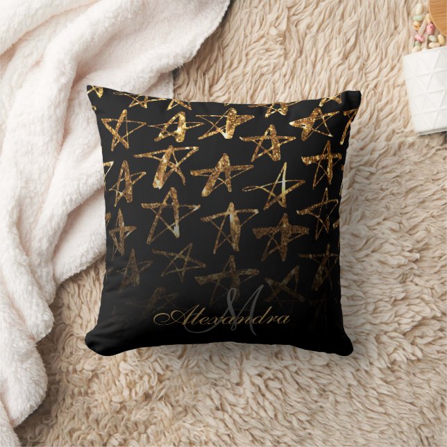 Cojín Decorativo Estrellas Purpurinas doradas (Manta)