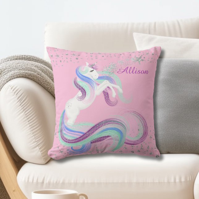 Cojín Decorativo Estrellas Purpurinoso esparcen rosa unicornio (Subido por el creador)
