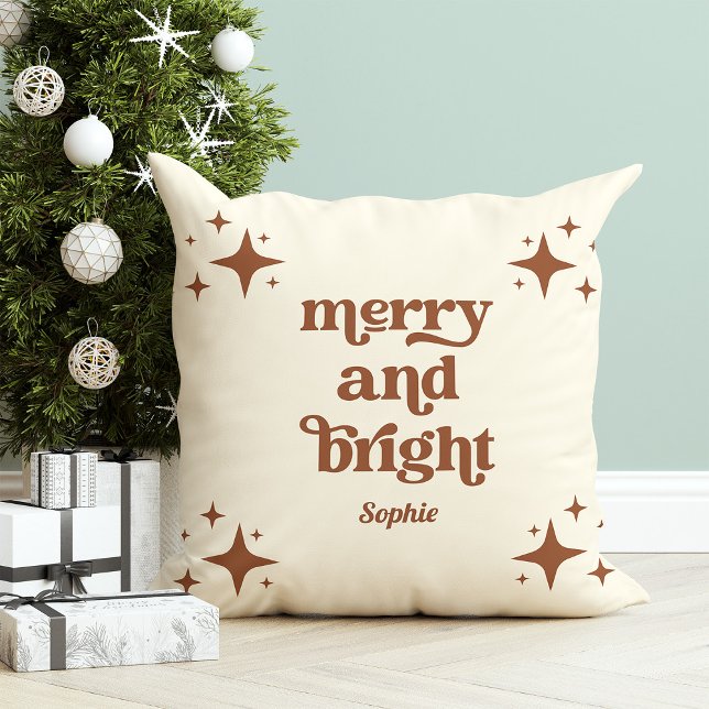 Cojín Decorativo Estrellas retro neutrales | Navidades merry y bril (Subido por el creador)