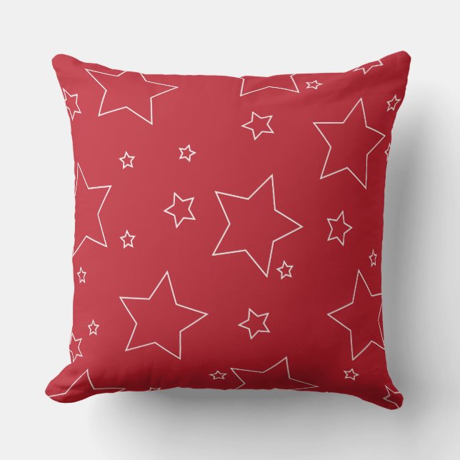 Cojín Decorativo Estrellas rojas 4 de julio Pillow (Anverso)