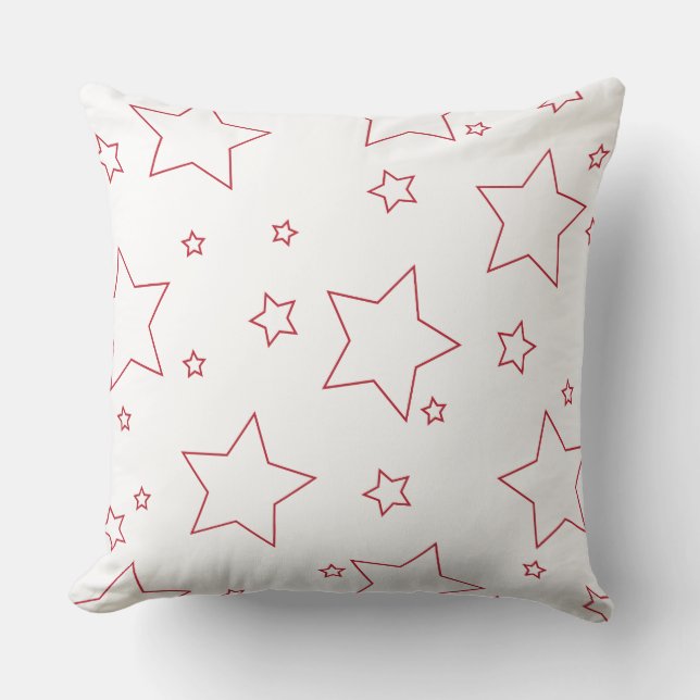 Cojín Decorativo Estrellas rojas 4 de julio Pillow (Anverso)