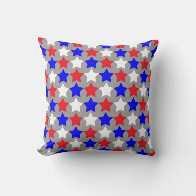 Cojín Decorativo Estrellas rojas blancas y azules (Anverso)