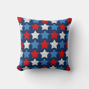 Cojín Decorativo Estrellas rojas blancas y azules
