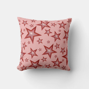 Cojín Decorativo Estrellas rojas 'Texto' cuadrado rosa pálido