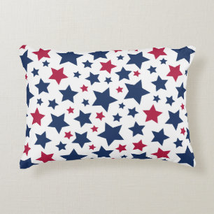 Cojín Decorativo Estrellas rojas y azules - Patrón de bandera estad
