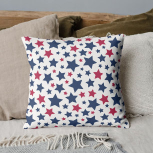 Cojín Decorativo Estrellas rojas y azules - Patrón de bandera estad
