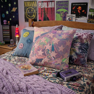 Cojín Decorativo Estrellas rosadas abstractas retro divertidas con 