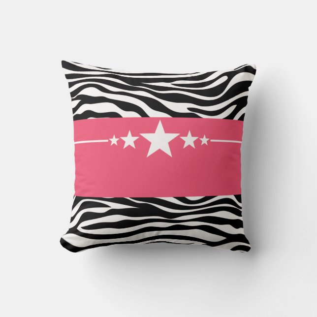 Cojín Decorativo Estrellas rosadas Estrella Zebra Pilar (Anverso)