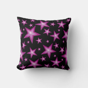 Cojín Decorativo Estrellas rosadas Negro 'Texto' cuadrado espalda n