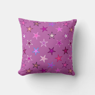 Cojín Decorativo Estrellas Twinkling modernas, violeta, ciruela y r