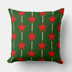 Cojín Decorativo Estrellas verdes y rojas