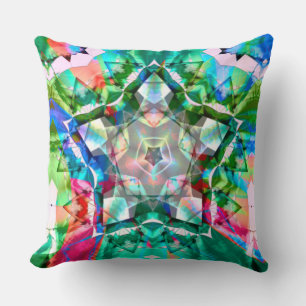 Cojín Decorativo Estrellas virtuales verdes de colores con tonos de
