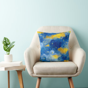 Cojín Decorativo estrellas y cielo abstracto con remolinos