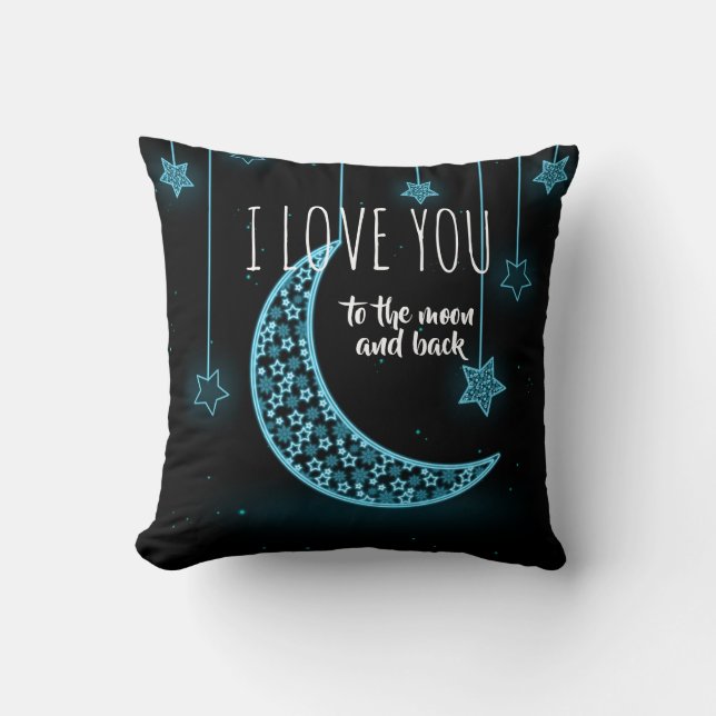 Cojín Decorativo Estrellas y luna con cita (Anverso)